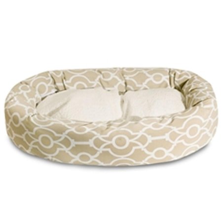 MAJESTIC PET 52 in. Athens Sand Sherpa Bagel Bed 78899554704